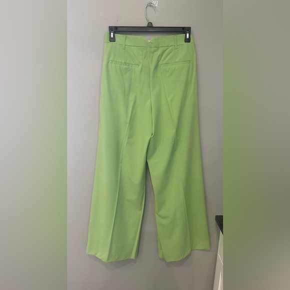 ZARA PLEATED APPLE GREEN WIDE LEG PANTS SIZE M - Picture 9 of 11